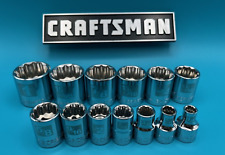 Craftsman Standard Length 13pc Lot 38 Dr 12 Point Sae Socket Set