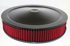 14x3 Black Washable Red Air Cleaner Flat Sbc 350 Bbc 454 Chevy Ford Mopar Rod
