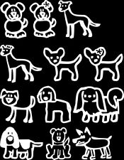 Set Of 12 Stick Family Dogs Vinyl Decal Sticker Car Window Wall