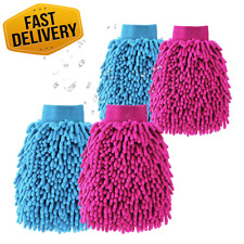 Microfiber Soft Car Wash Chenille Mitt - Hand Wash Gloves Bluered 4 Pack