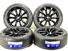 Set Of 18 Genuine Bmw 5 Double Wheels Rims Tires Pwdr Coat Black Oem 5x112