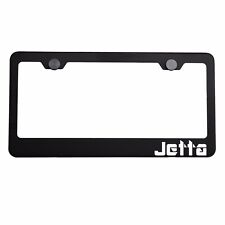 Matte Black License Plate Frame Chrome Jetta Laser Etched Metal Screw Cap