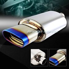 5.5 Euro Oval Burnt Tip T-304 Stainless Exhaust Muffler 2.5 Inlet Universal 1