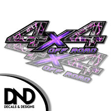 4x4 Decals 2 Pk Sticker For Chevy Gmc Silverado Truck Skull Pink Off Road - D4