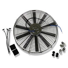 Universal 16 Chrome Straight Blade Electric Radiator Cooling Fan With Mount Kit