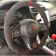 Black Suede Leather Steering Wheel Stitch-on Wrap Cover For Subaru Wrx Sti