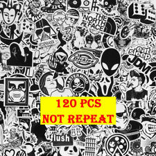 120 Pack Black White Motorcycle Sticker Bomb Skateboard Luggage Laptop Decal Lot