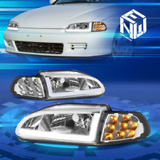 For 92-95 Honda Civic 2dr3dr Led Drl Amber Signal Chrome Headlight Lamps Pair