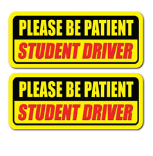Student Driver Car Signs Please Be Patient Bumper Sticker Decal Label Safety X2