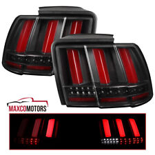 Black Tail Lights Fits 1999-2004 Ford Mustang Sequential Signal Led W Red Tube