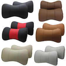 2pc Car Seat Headrest Neck Cushion Pillows Real Leather Universal Multiciolor