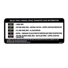 Jeep Selec-trac Np242 Transfer Case Visor Instruction Decal- Quick Global Ship