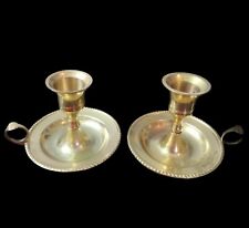 Vintage Brass Chamberstick Style Candlestick Holders 3 Tall 4 Wide