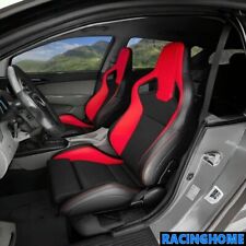 2pcs Red Universal Car Racing Bucket Seat Pvc Leather Recline Seats W 2 Sliders