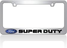 Chrome 2017 Ford Super Duty Logo With Word License Plate Frame Official Licensed