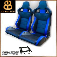 Pair Bb6 Reclining Bucket Sports Seats Blackblue Direct Fit Subframe Defender