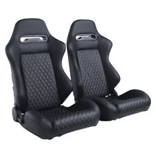 Pair Of Whiteblack Pvc Carbon Fiber Reclinable Leather Racing Seats Wsilders