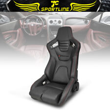 Bucket Racing Seat Universal Reclinable Left Side Dual Slider Black Pu Leather