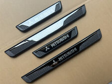 4pcs Black Mirror Car Door Scuff Sill Cover Panel Step Protector For Mitsubishi