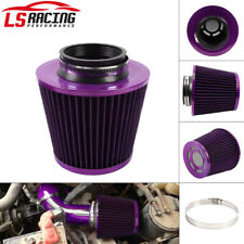 Purple 3 76mm High Flow Inlet Cold Air Intake Cone Replacement Dry Air Filter