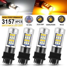 4x Dual Color 3157 Led Drl Switchback Turn Signal Parking Light Bulb White Amber
