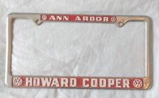 Vintage Howard Cooper Vw Volkswagen Dealership License Plate Frame Ann Arbor Mi