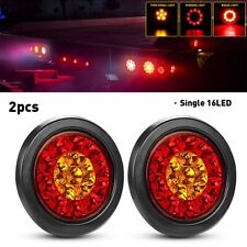 Rw 4 Inch Round 24 Led Reverse Backup Tail Lights Trailer Truck Clear Lens 12v