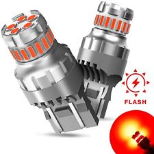 Auxito Red 7443 7444 Led Brake Tail Blinker Light Bulbs Strobe Flashing 2400lm