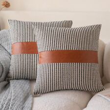 Uliktree 2 Pack Faux Leather Throw Pillow Covers Soft Square Decorative Cushi...