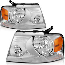 For 2004-2008 Ford F-150 Headlights Assembly Chrome Housing Headlamp Pair