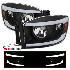 Black Headlights Fits 2006-2008 Dodge Ram 1500 2006-2009 Ram 2500 3500 Led Tube