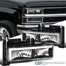 Fit 1988-1998 Chevy Gmc C10 Ck Silverado Sierra Black Headlights Led Tube Lamps