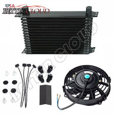 15 Row Engine Trans Transmission 10an Oil Cooler Electric Fan Kit 15ww Universal