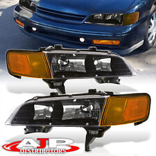 Black Replacement Headlights Signal Corner Lamp For 1994-1997 Honda Accord Cd6