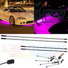 Ledglow 4pc Pink Slimline Underbody Car Led Neon Light Kit W 4pc Interior Lights