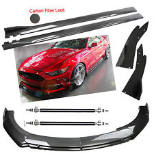 For Ford Mustang Carbon Fiber Front Bumper Lip Body Kit Spoiler Side Skirt