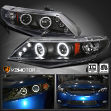 Black Fits 2006-2011 Honda Civic 4dr Sedan Led Halo Projector Headlights Lamps