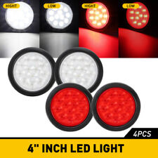 4 Led Round Stop Turn Tail Backup Reverse Truck Trailer Lights 2 Red 2 White
