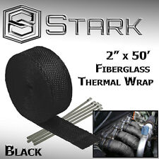 2 X 50ft Exhaust Header Fiberglass Heat Wrap Tape W 5 Steel Ties - Black Vw