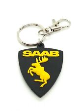 Saab Keychain Moose Badge Light Pvc Keyring 9-3 Aero 3d Rubber Emblem Black