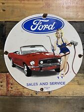 Vintage 1960 Ford Dealership Porcelain Sign Sales Service Department Gas Oil Car