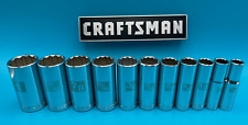New Craftsman 11pc Lot 38 Drive Deep 12 Point Sae Socket Set 38-1