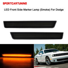 For 2015-2022 Dodge Challenger Front Bumper Side Marker Lamps Lights Smoked Lens