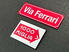 Two Metal Ferrari Decorative Signs Garage Showroom Dealership Sign 1000 Miglia