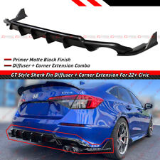 For 2022-24 Civic Gt Style Matte Black Rear Bumper Diffuser W Corner Extension