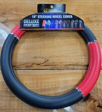 Truck Universal Steering Wheel Cover 18 Inch Black Leather Redchrome 54014