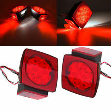 1 Pair Rear Led Submersible Square Trailer Tail Lights Kit Boat Truck Waterproof