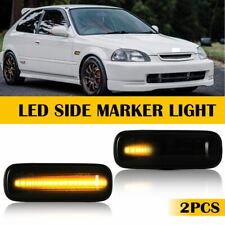 2x Dynamic Led Smoked Sequential Side Marker For Lights 96-00 Honda Civic Lamps