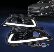 For 2013-2016 Ford Fusion Led Tube Front Bumper Fog Light Lamp Bezel Black Lhrh