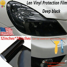 12x78gloss Dark Black Film Smoke Tint Lens Vinyl Wrap For Headlight Taillight